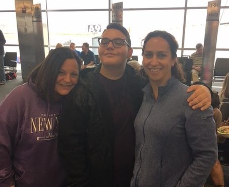 Sofia Sees Hope founder Laura Manfre, right, hanging out at BWI with Elizabeth Chiarella Guardino and her son, Christian, who appeared on "America's Got Talent." Both Laura and Beth testified to the FDA AdComm Oct. 12, 2017
