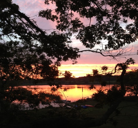 colorful sunset over cove